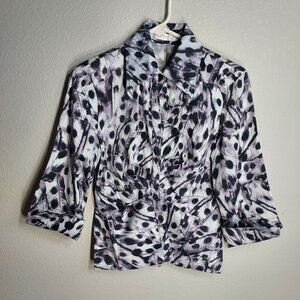 Couleur by Finley Grey Purple Animal Print Long Sleeve Shirt - Small